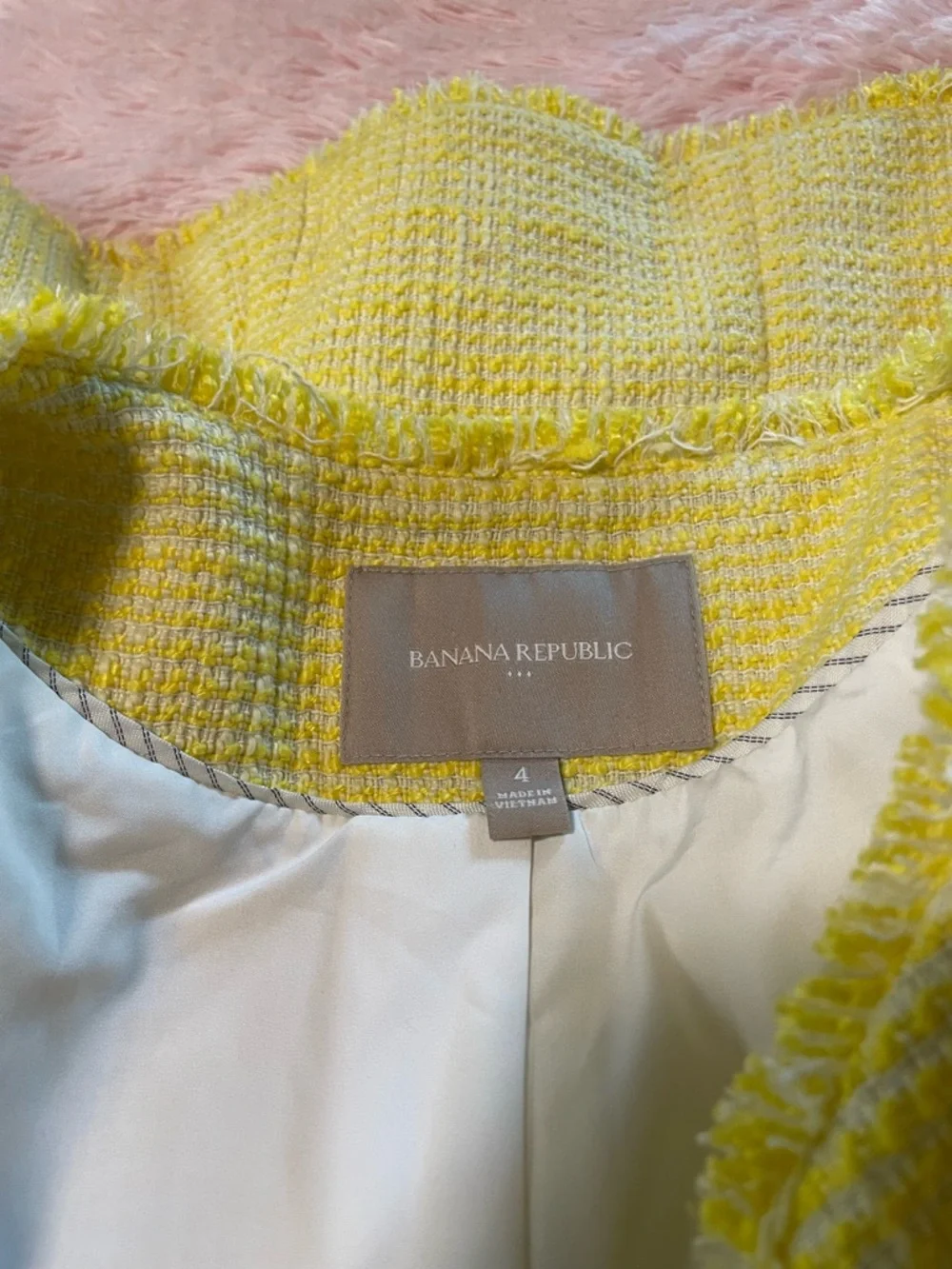 Banana Republic Lemon Yellow Tweed Pocket Blazer - Picture 2 of 10